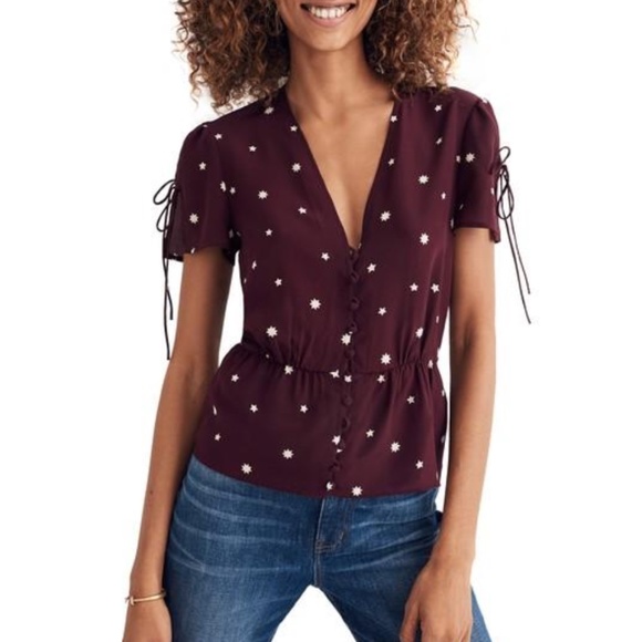 Madewell Tops - HP⭐️ NWT Madewell Silk Belle Top in Star Mix